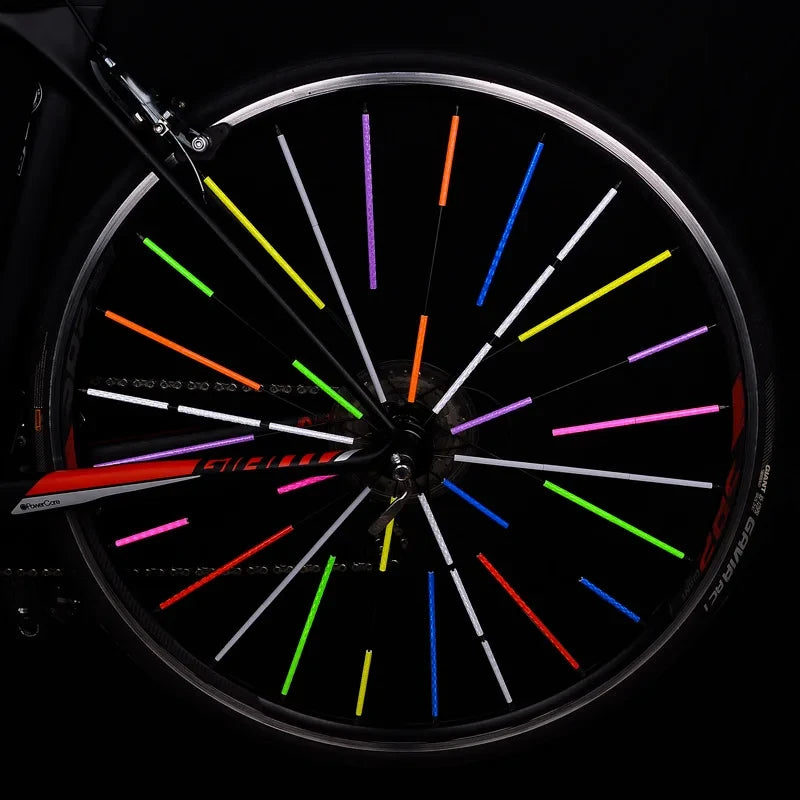 12PCS/Bag Bicycle Wheel Spokes Reflective Sticker Tube Strip Warning