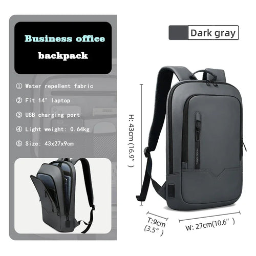 HK Slim Backpack For Men 15.6 Inch Laptop Bags Waterproof Minimalist
