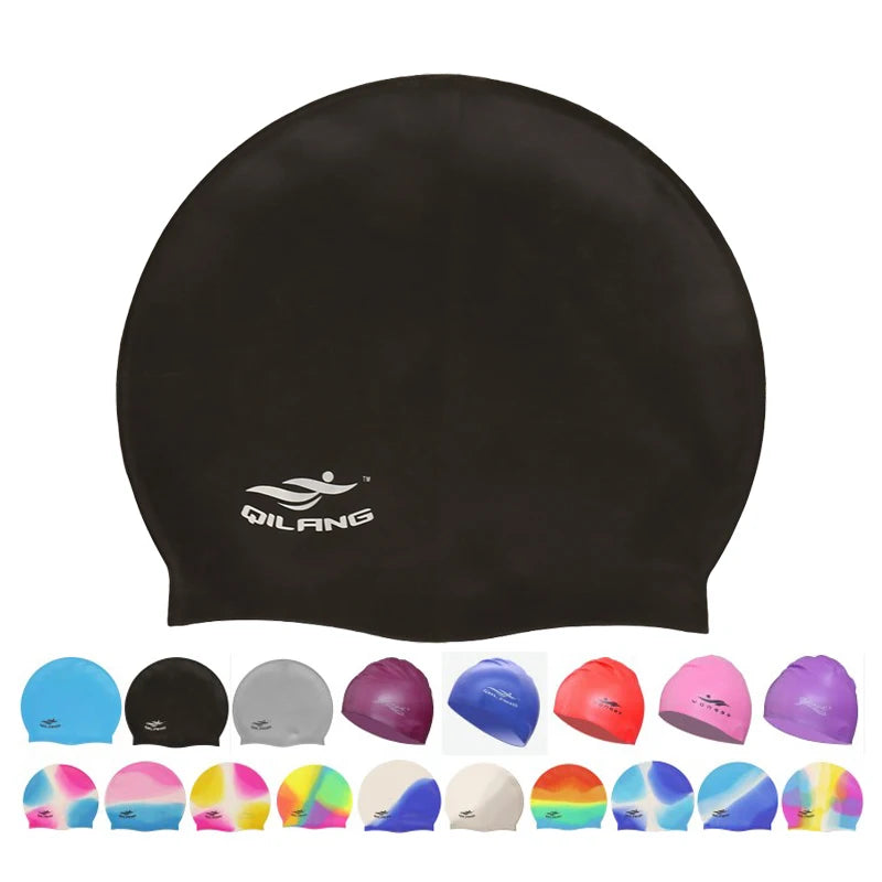 Waterproof Silicone Swim Caps Women Men High Elastic Flexible Protect