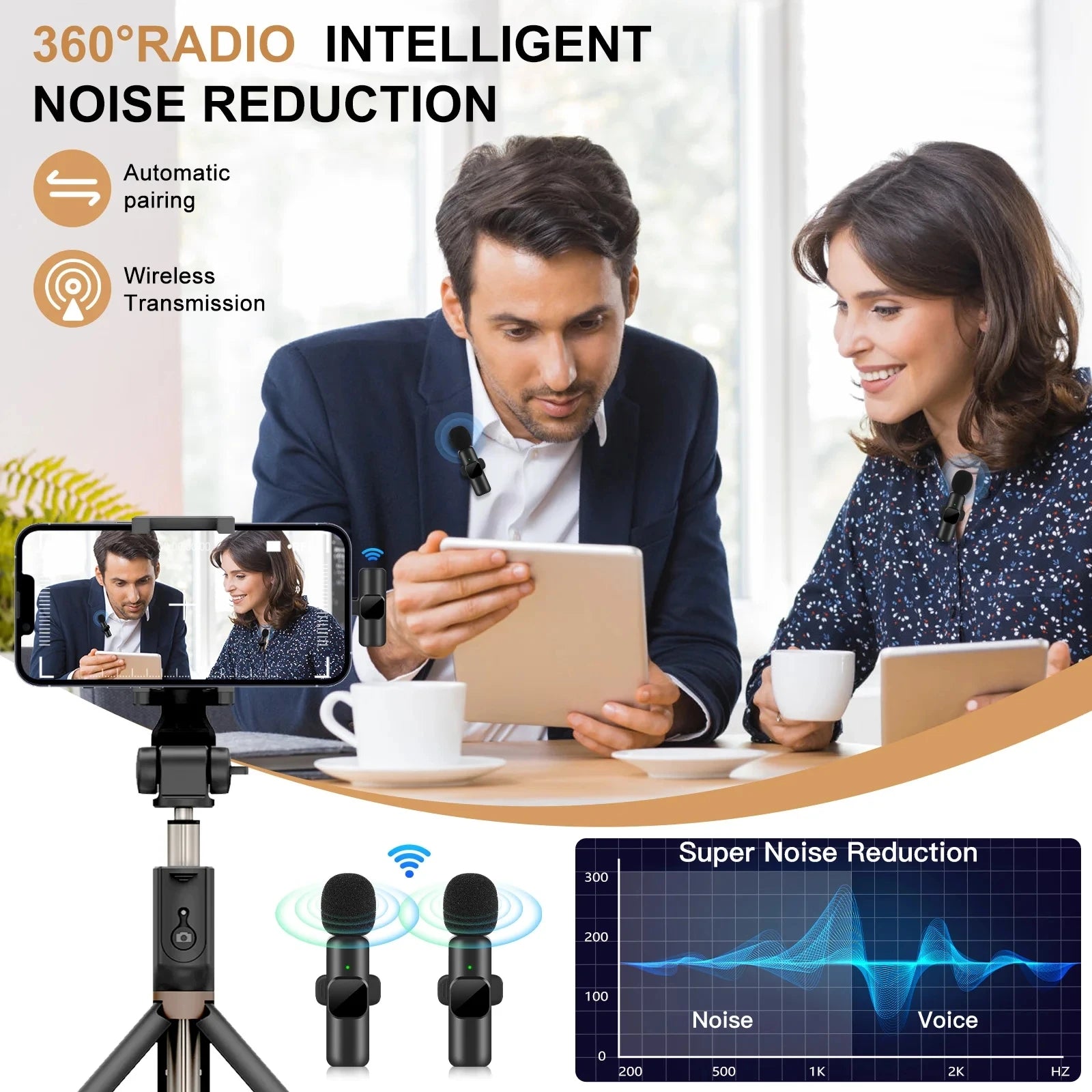  Professional Wireless Microphone for iPhone iPad Laptop Android Live