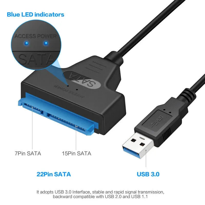 SATA to USB 3.0/2.0/Type-C Cable Up to 6 Gbps for 2.5 Inch External