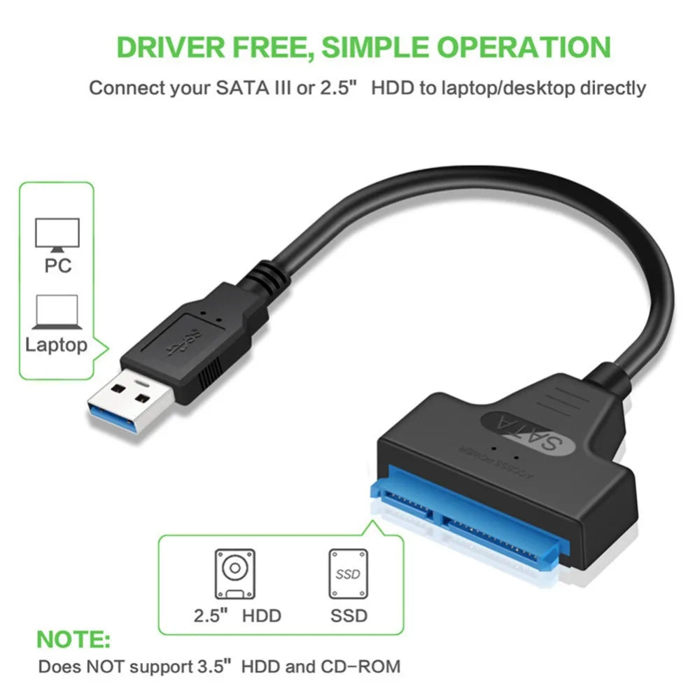 SATA to USB 3.0/2.0/Type-C Cable Up to 6 Gbps for 2.5 Inch External