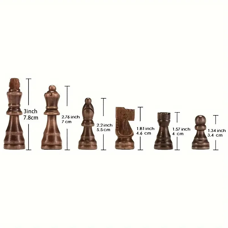 32Pcs Sturdy Wooden Chess Standard Tournamen Staunton Wood Chessmen