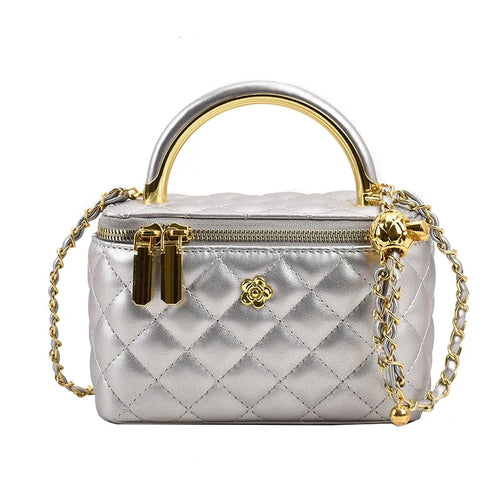 Quilted Shoulder Bag for Women PU Leather British Style Handbag Ladies
