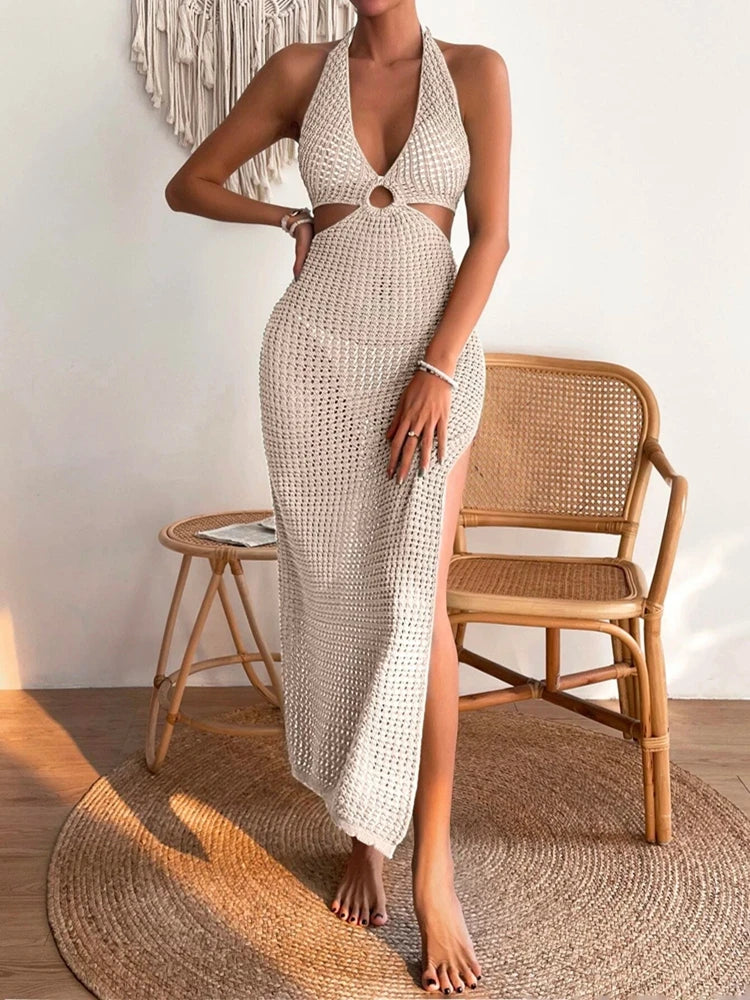 Fashionable and Elegant Woolen Dress Women's Bikini Blocked Solid