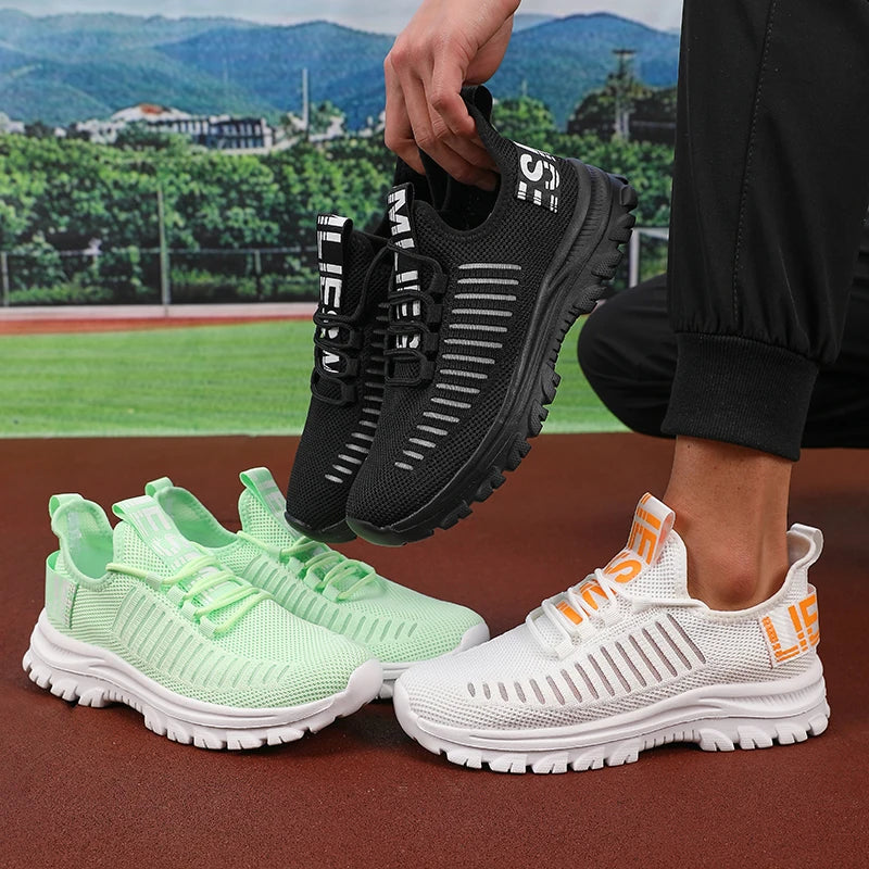 Hot Selling! Tennis Shoes Men Women Elastic Knit Mesh Breathable Upper
