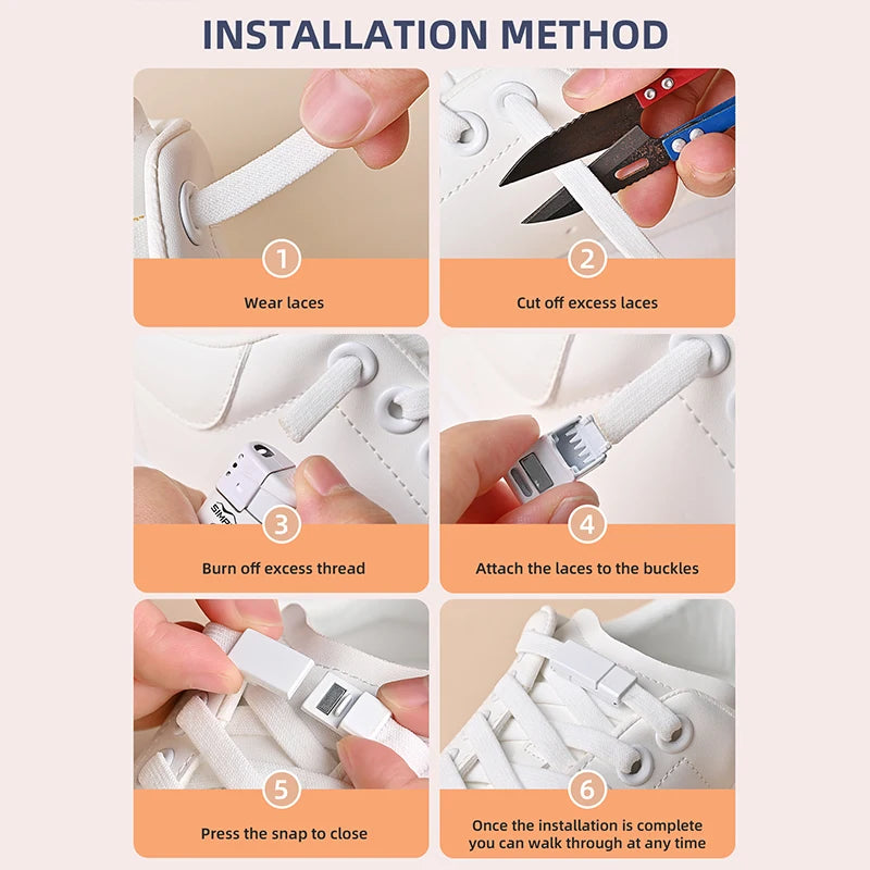 Magnetic Buckle No Tie Shoe Laces Elastic Shoelaces Without Ties Laces