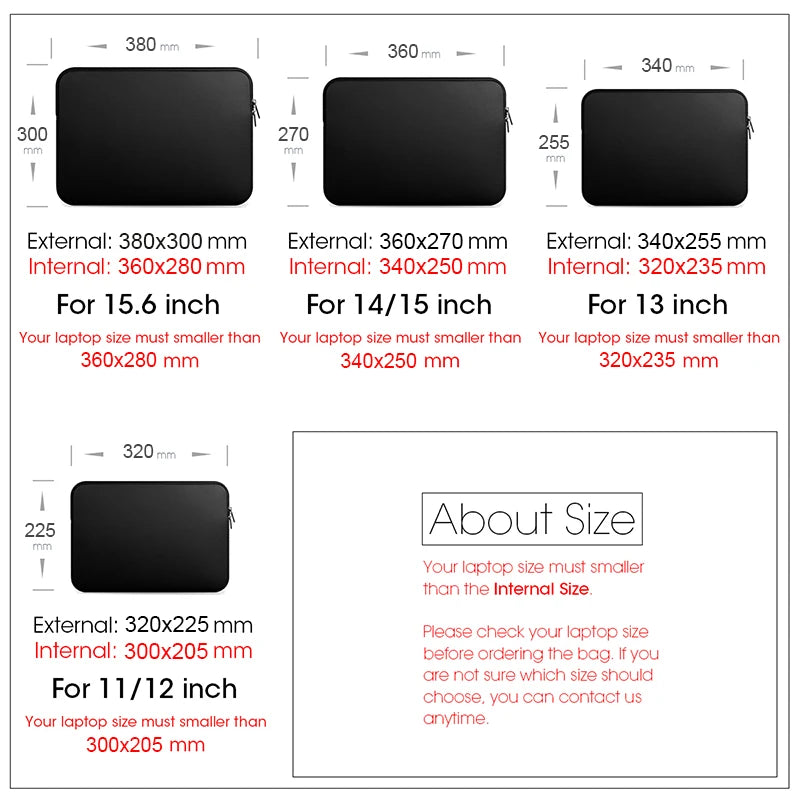Black Laptop Bag 11 13 14 15 15.6 Inch For Lenovo Xiaomi Dell Notebook