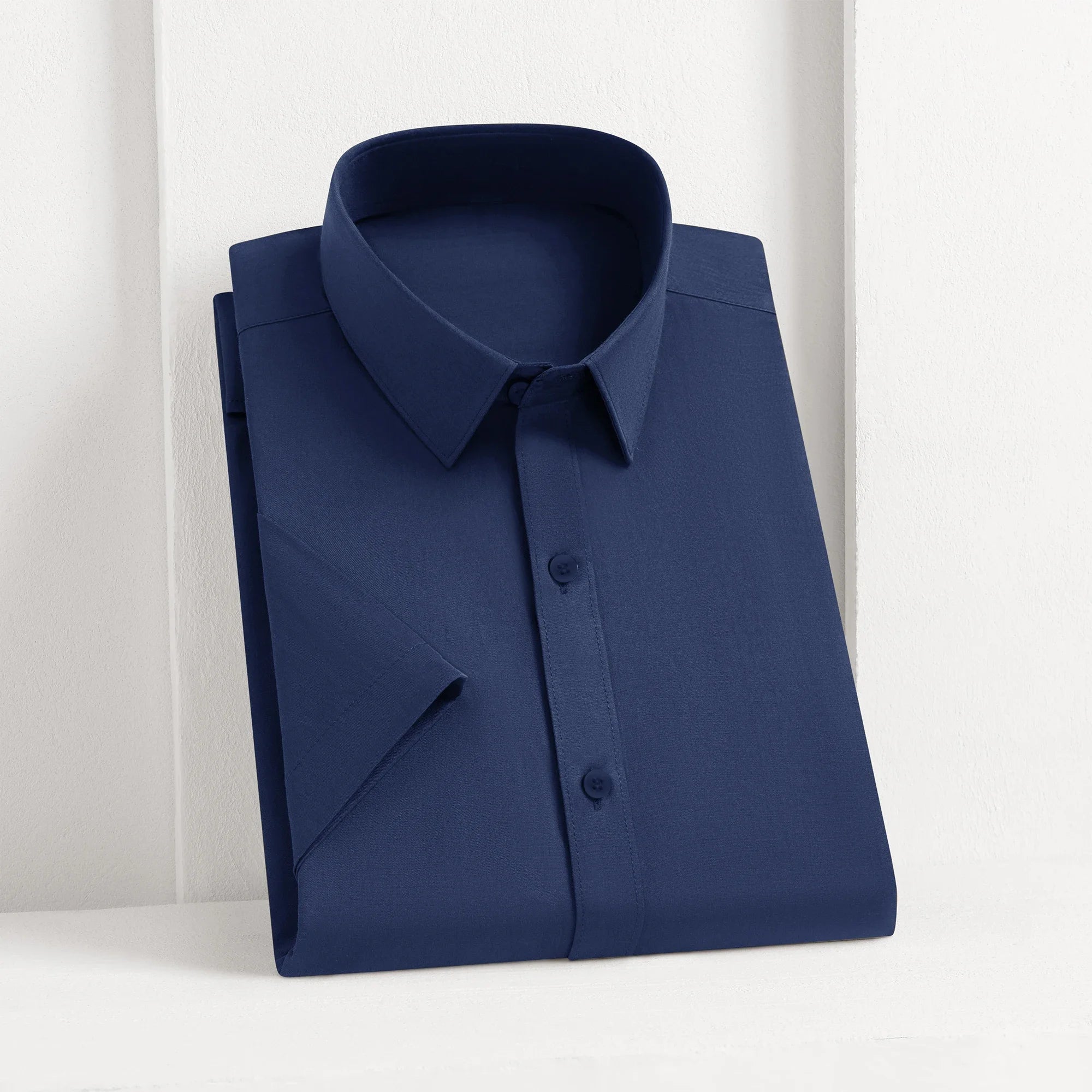 New Men's Business Casual Solid Color Short Sleeved Shirt for Summer