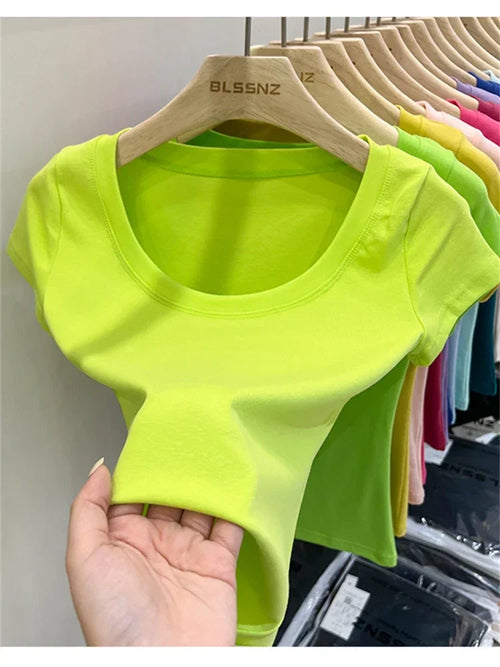 Summer Top Sexy T Shirt Women T-Shirt Korean Style Woman Clothes Slim