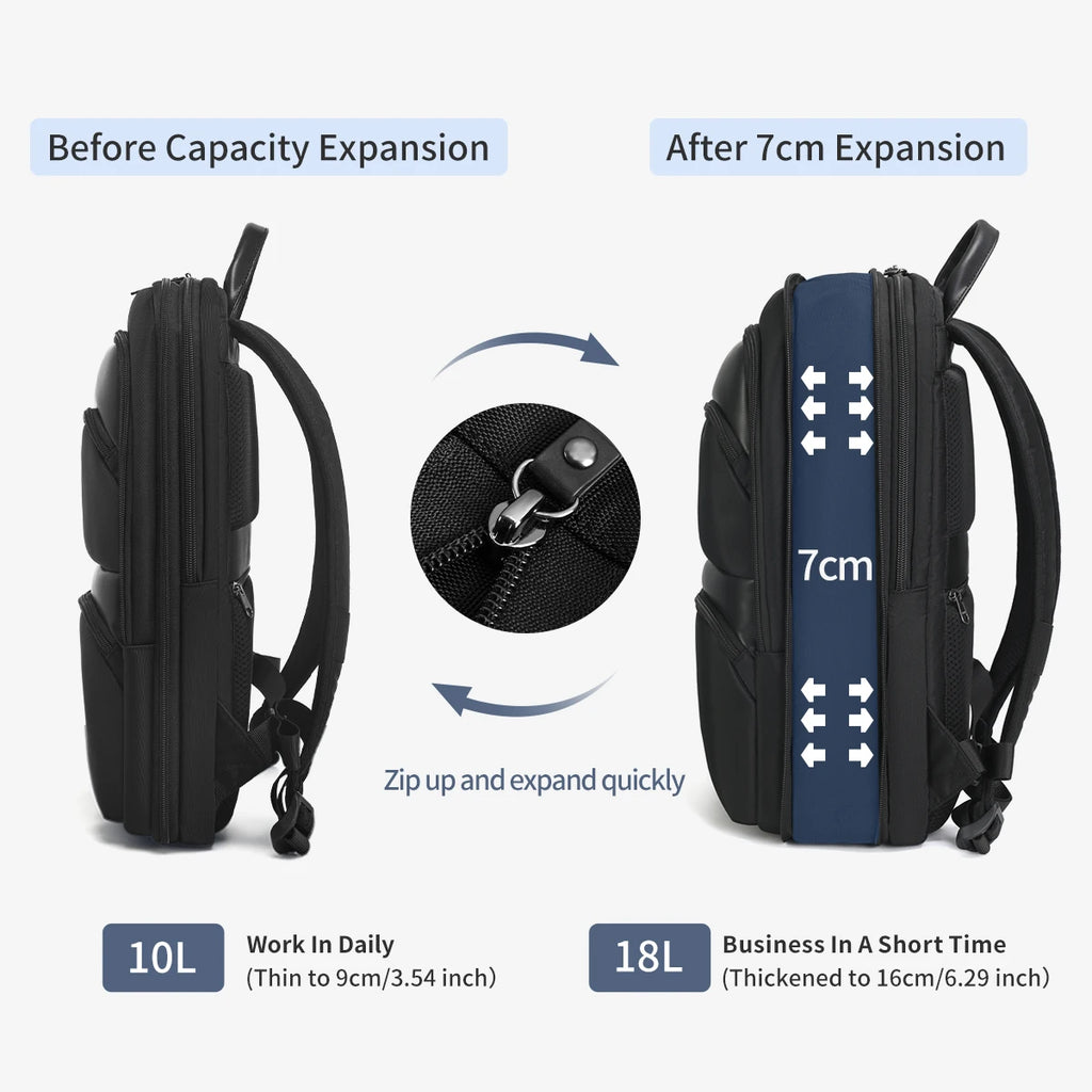 Lifetime Warranty Expandable Men Backpack Thin Travel Back Pack Bag