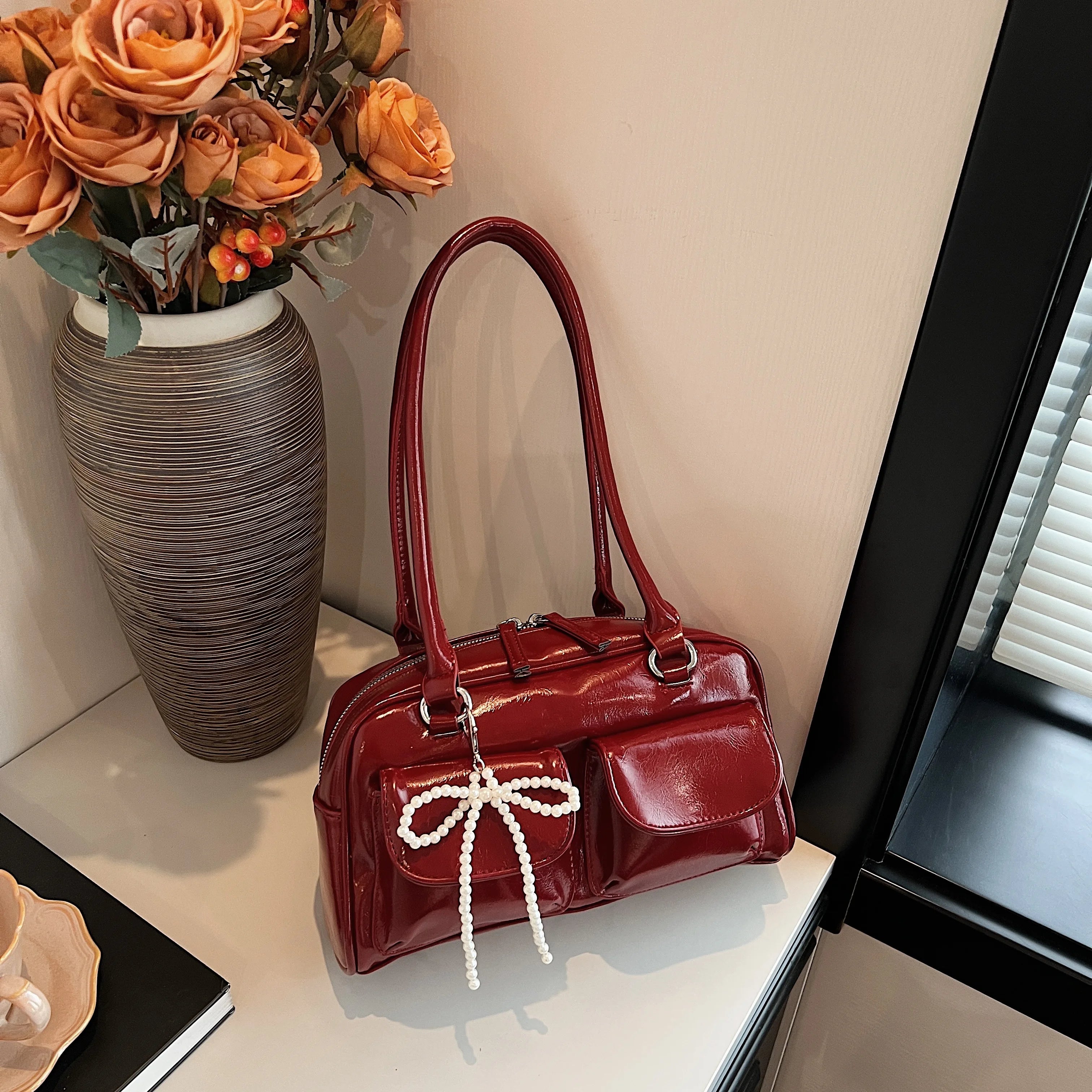 Fashionable Underarm Bow Bag for Women 2024 Korean Edition New Simple