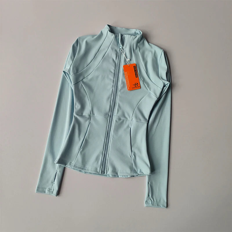 Women Sports Jacket Zip Fitness Yoga Shirt Workout Running Coats Warm
