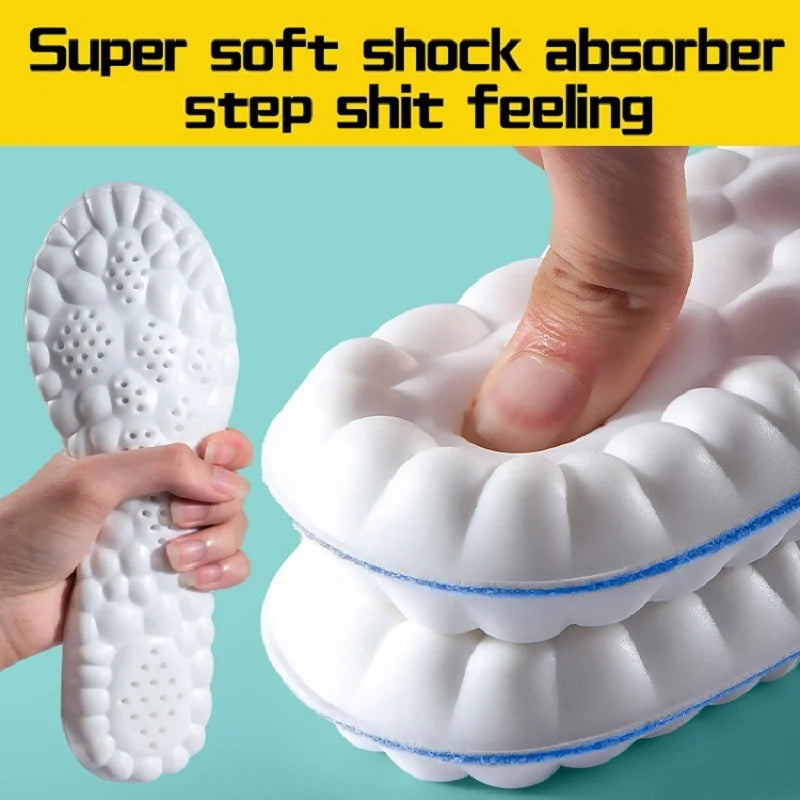Sports Insoles for Shoes Women Men PU Sole Soft Breathable 4D Shock