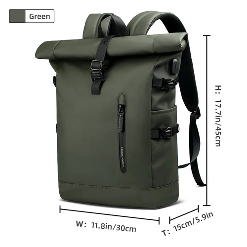 HK Expandable Travel Backpack Men Large Capacity Waterproof 15.6”