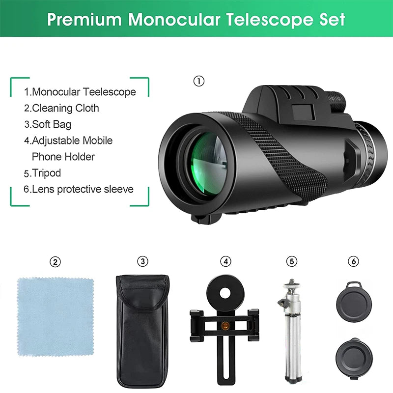 80x100 Portable Zoom HD 5000M Telescope Folding Long Distance Mini