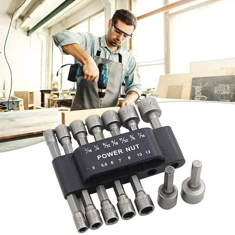 9/14pcs Power Nuts Driver Drill Bit Tools Set SAE and Metric Socket