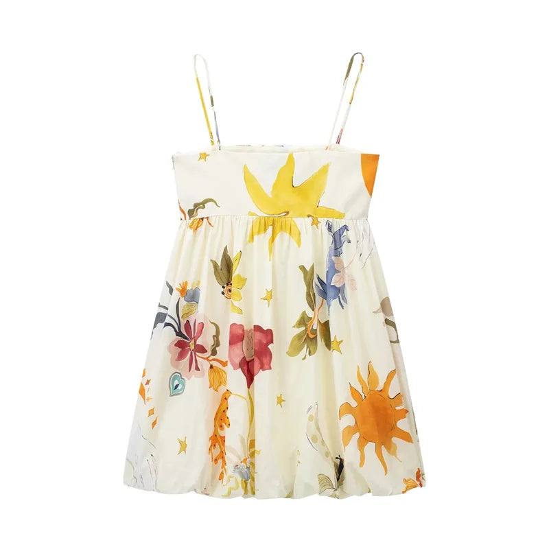 MUJER Print Slip Mini Dress Women Sleeveless Summer Dress Woman 2025