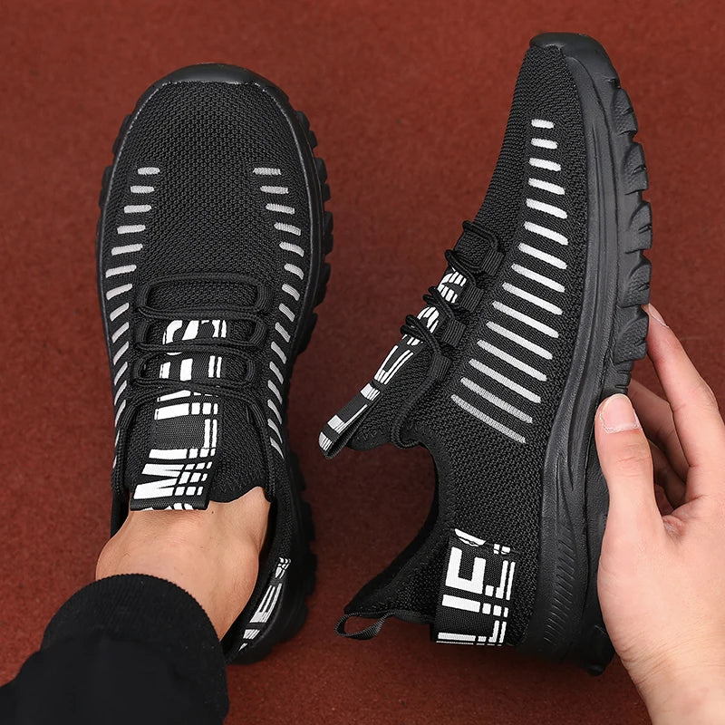 Hot Selling! Tennis Shoes Men Women Elastic Knit Mesh Breathable Upper