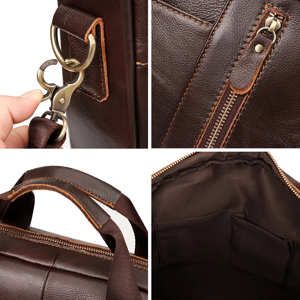 HUMERPAUL Men's Briefcase Bag Top Layer Leather Handcrafted Laptop Bag
