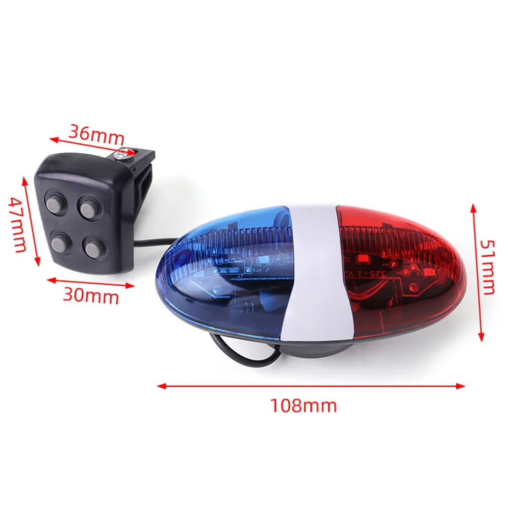 Bicycles Bell Police Car Light 6 LED 4 Tone Bicycle Horn Children's