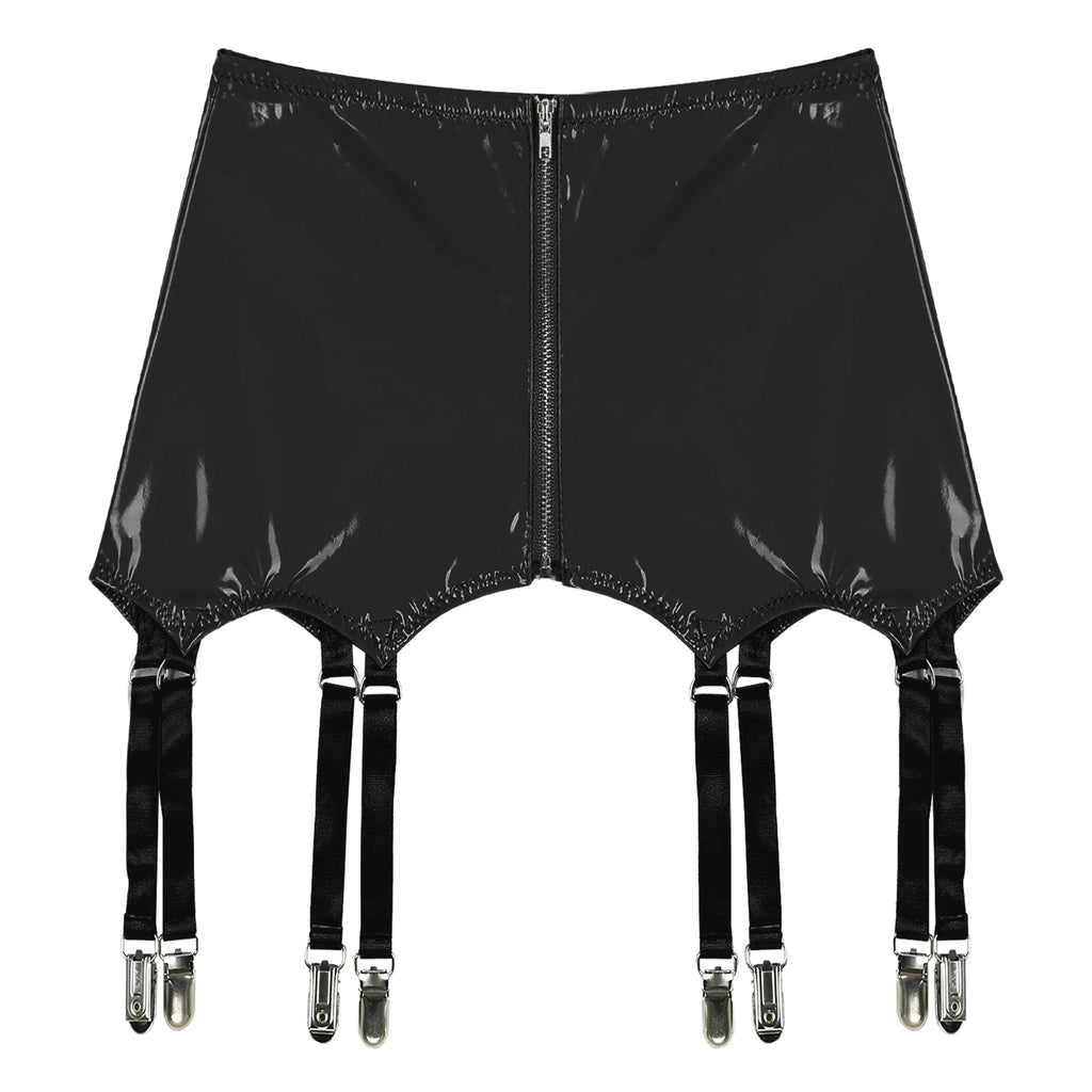 Womens Garters Suspender Belt Skirts Ladies Wet Look Mini Skirts