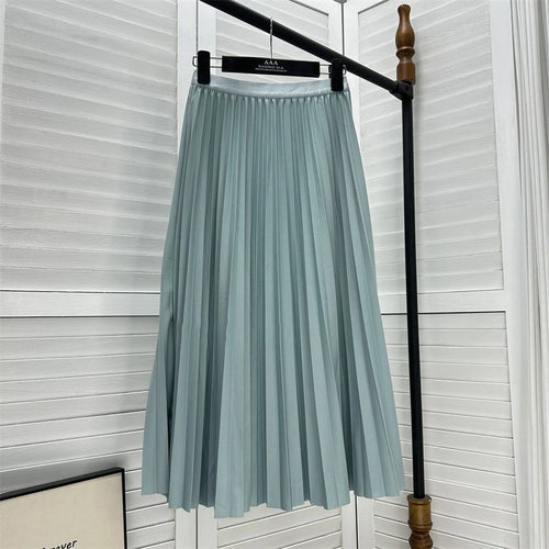 2024 Women Elegant Pleated Skirt High Waist Women Mid-long Skirt