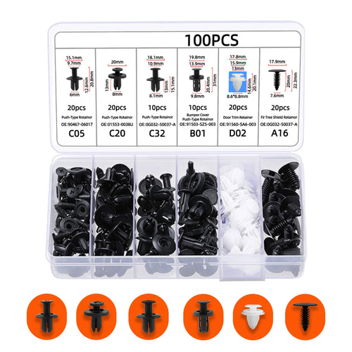 Bumper Retainer Clips Car Plastic Rivets Fasteners Push Retainer Kit