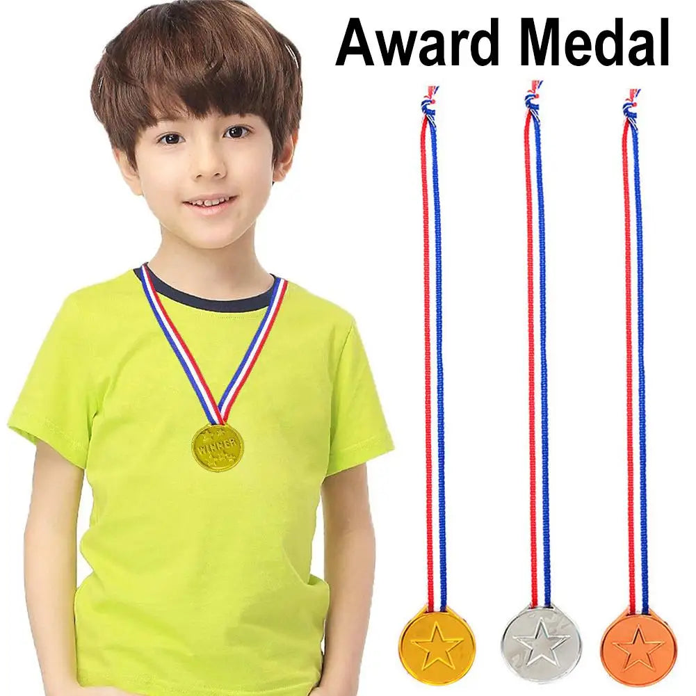 10/20Pcs Plastic Gold Winner Award Medals Kids Birthday Party Favors