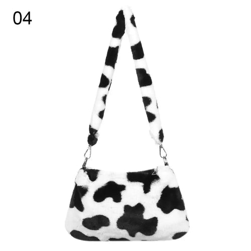 New Women's Casual Shoulder Bag Animal Print Leopard Plush Lady
