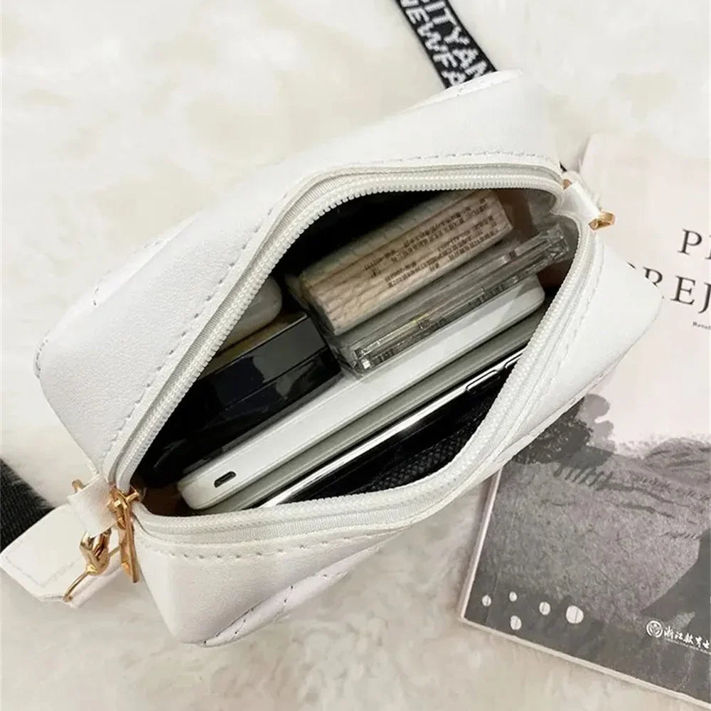 1Pcs Messenger Bag for Women Trend Lingge Embroidery Camera Female