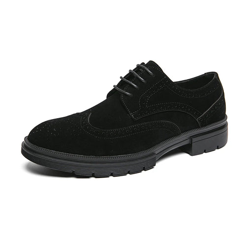 Fashionable Carved Design Men's Flat Shoes Classic Business Leather