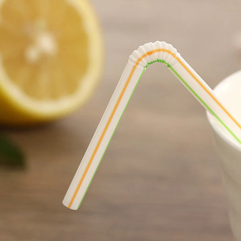 100Pcs Colorful Bendable Straw Drinking Kunststof Straw for Milk Tea