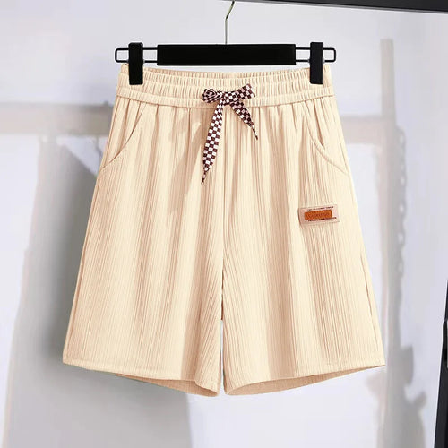 Ice silk shorts, women's summer thin slim, loose high-waisted straight