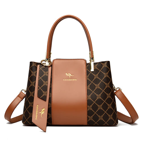 Luxury Handbag Fashion Print Large Capacity Soft Leather Women