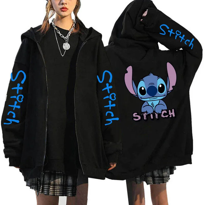Oversized Y2k Zip-up Hoodie Disney Women's Lilo & Stitch Costume