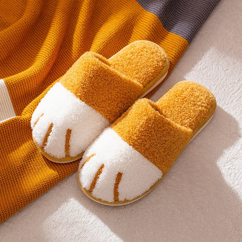 Comwarm Winter Warm Plush Slippers Cute Cat Paw Designer House Women