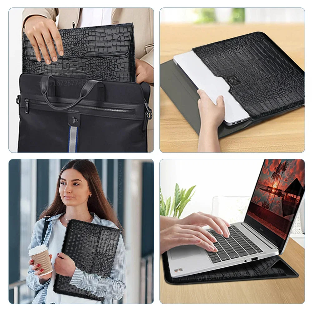 Crocodile Leather Flip Case Bag Laptop Sleeve for Macbook Air 13 14 15