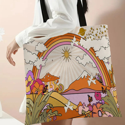 Cute Mushroom Print Shopping Bag Lady Handbag Eco Reusable Large Tote