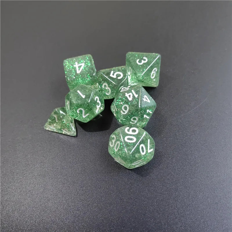 7 PCs 1 Set Of Transparent Flash Point Dice New Acrylic Set D4 D6 D8