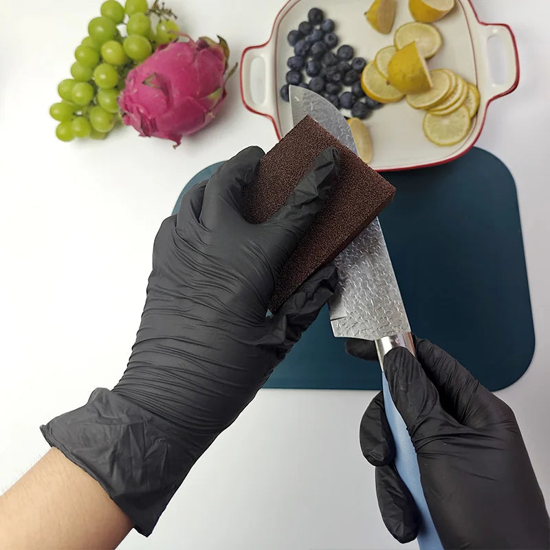 50/100PCS Black Nitrile Gloves Powder Free Waterproof Disposable