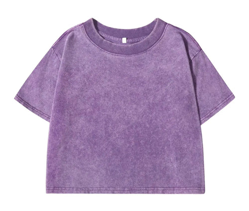 100% Cotton Washed T-Shirts For Women Loose O-Neck Crop Tops Y2k