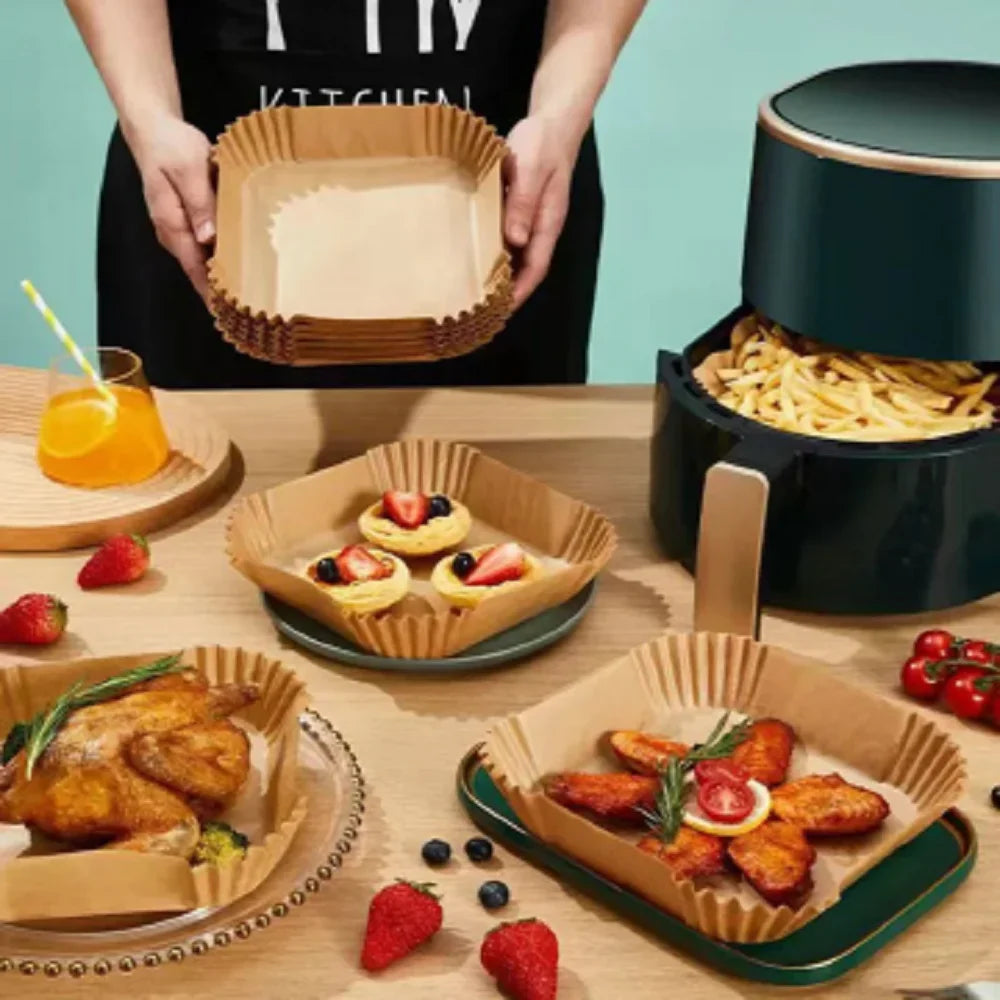 50pcs Air Fryer Grease Absorbent  For Household Baking Pans With