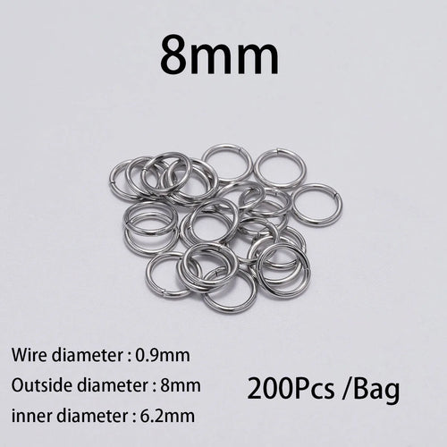 30-200Pcs 3-25mm Stainless Steel Split Ring Open Single Loops Jump