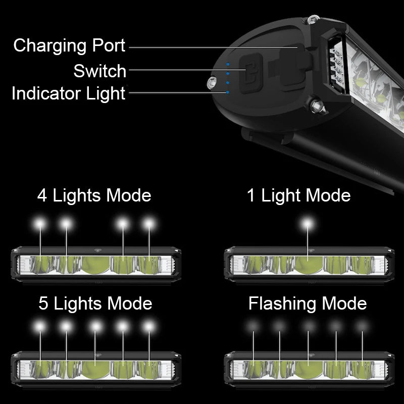 10000mAh Bicycle Light 5P90 LED Front Double Bracket Power Bank MTB