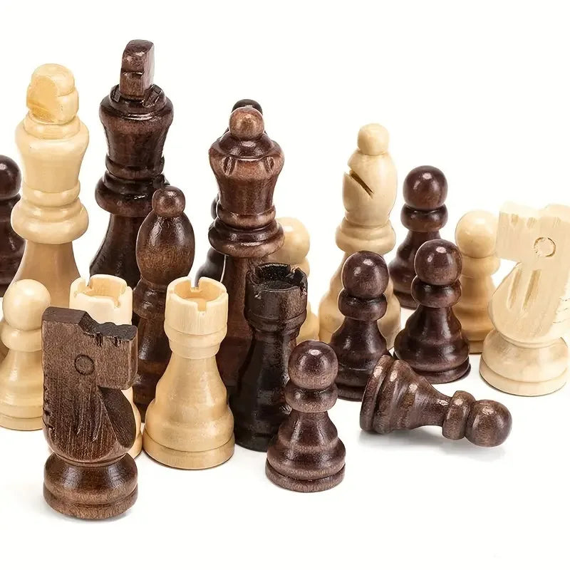 32Pcs Sturdy Wooden Chess Standard Tournamen Staunton Wood Chessmen