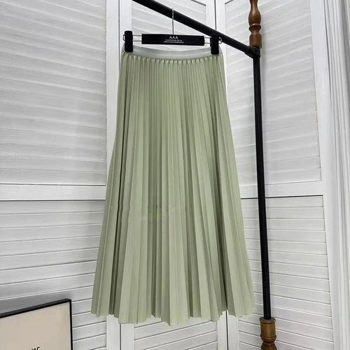 2024 Women Elegant Pleated Skirt High Waist Women Mid-long Skirt