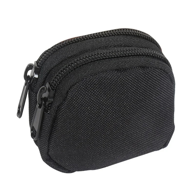 Nylon Double Zipper Pocket Coin Purse Men Tactical Molle Pouch