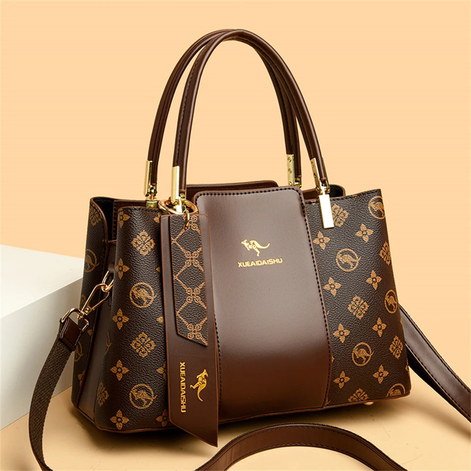 Luxury Handbag Fashion Print Large Capacity Soft Leather Women