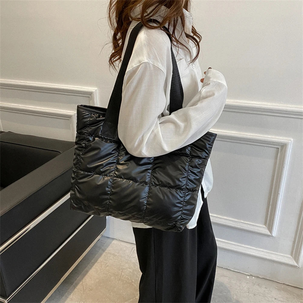 Fashion Ladies Tote Handbags Large Capacity Cotton Padded Top-handle